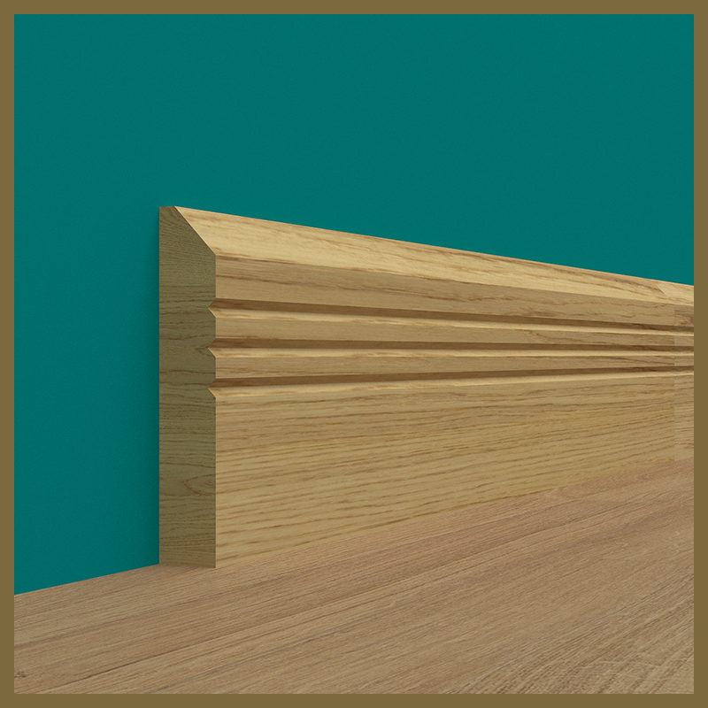 Chamfer V 3 Groove Oak Skirting Board
