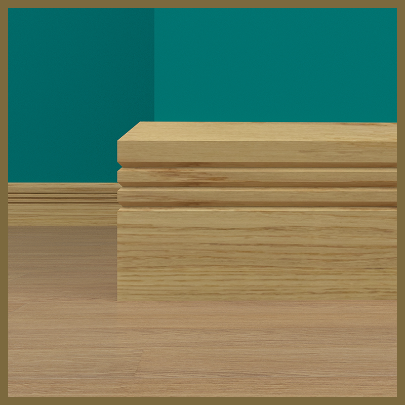 Chamfer V 3 Groove Oak Skirting Board