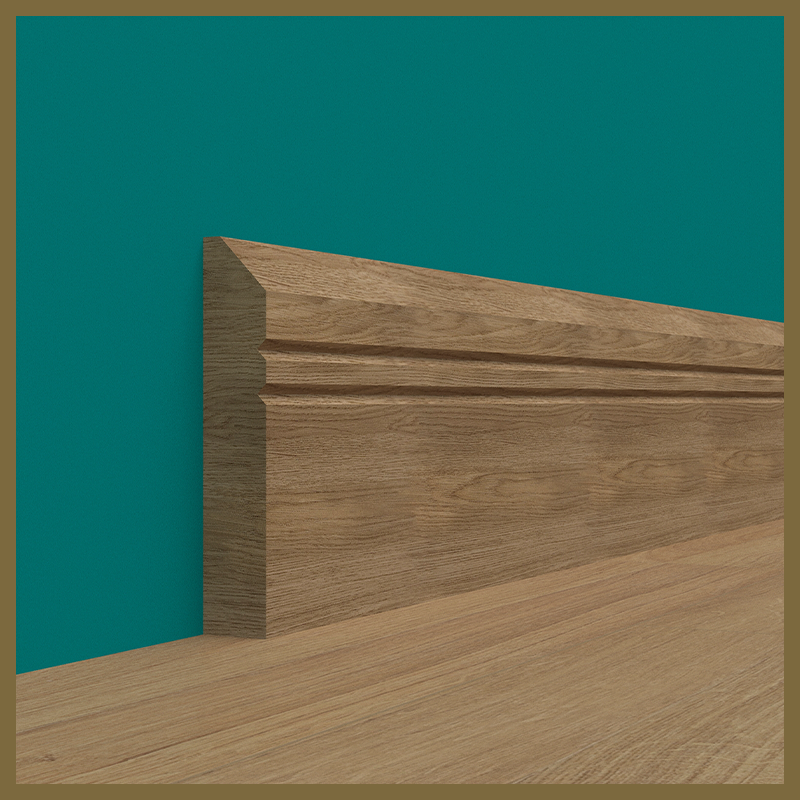 Chamfer V 2 Grooves Walnut Skirting Board