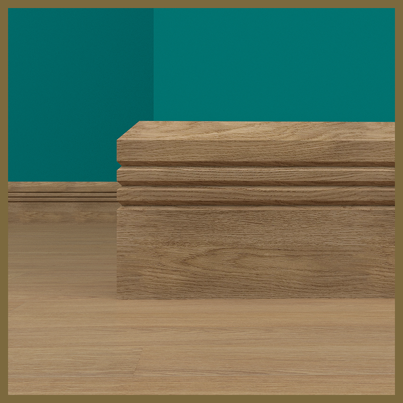 Chamfer V 3 Grooves Walnut Skirting Board