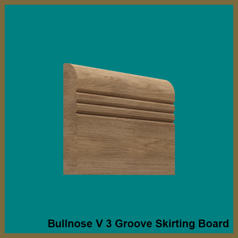Bullnose V 3 Groove Walnut Skirting Board