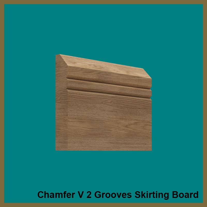 Chamfer V 2 Grooves Walnut Skirting Board