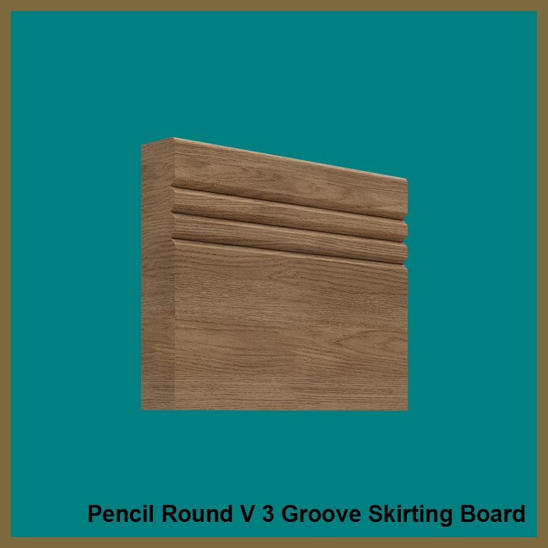 Pencil Round V 3 Groove Walnut Skirting Board
