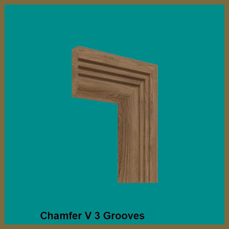 Chamfer V 3 Groove Walnut Architrave
