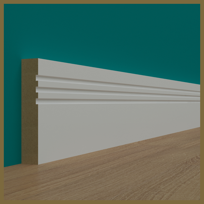 Square Edge 3 Groove Skirting Board
