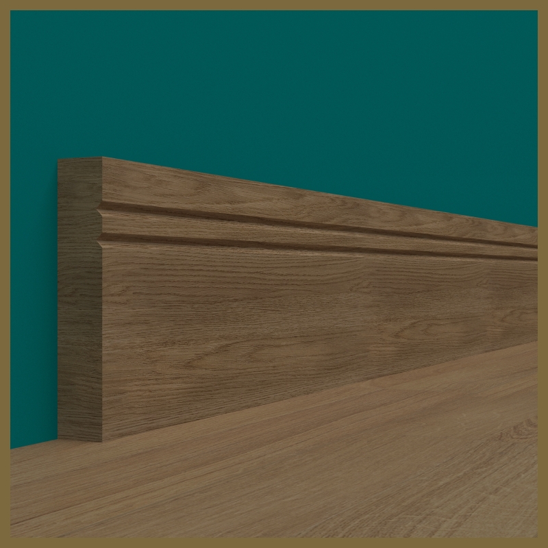 Square Edge V 2 Groove Walnut Skirting Board
