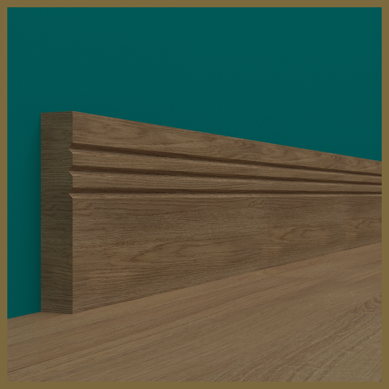 Square Edge V 3 Groove Walnut Skirting Board