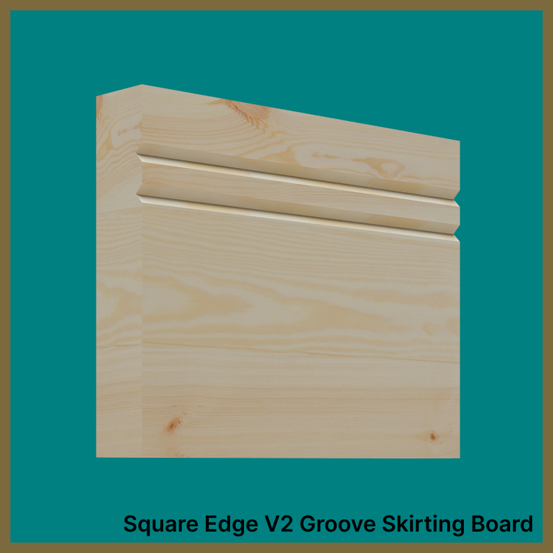 Square Edge V 2 Groove Pine Skirting Board