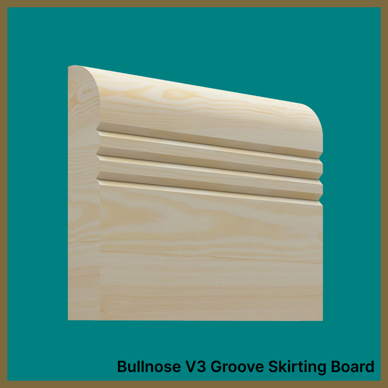 Bullnose V 3 Groove Pine Skirting Board