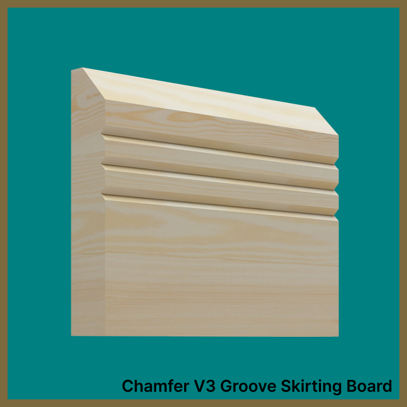 Chamfer V 3 Groove Pine Skirting Board