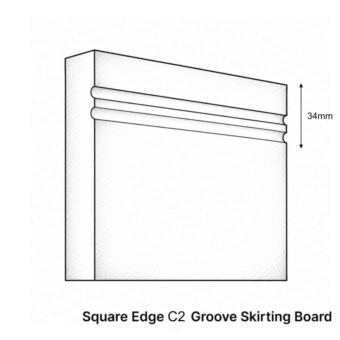 Square Edge C 2 Groove MDF Skirting Board