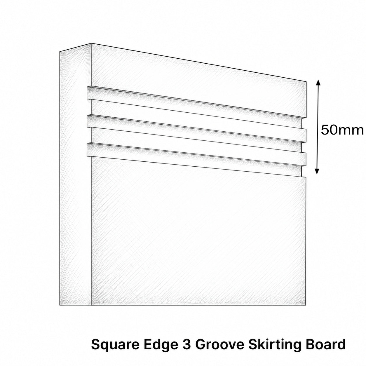 Square Edge 3 Groove MDF Skirting Board