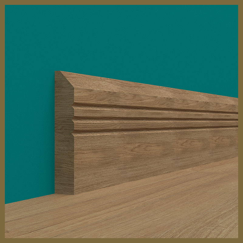 Chamfer V 3 Grooves Walnut Skirting Board