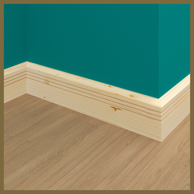 Chamfer 3 Square Grooves Pine Skirting Board