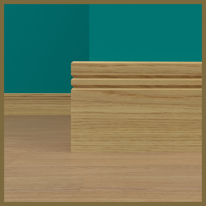 Chamfer V 2 Grooves Oak Skirting Board