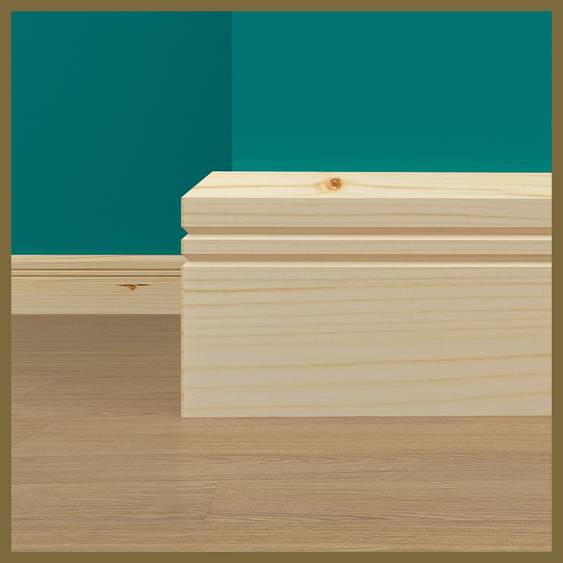 Chamfer V 2 Grooves Pine Skirting Board