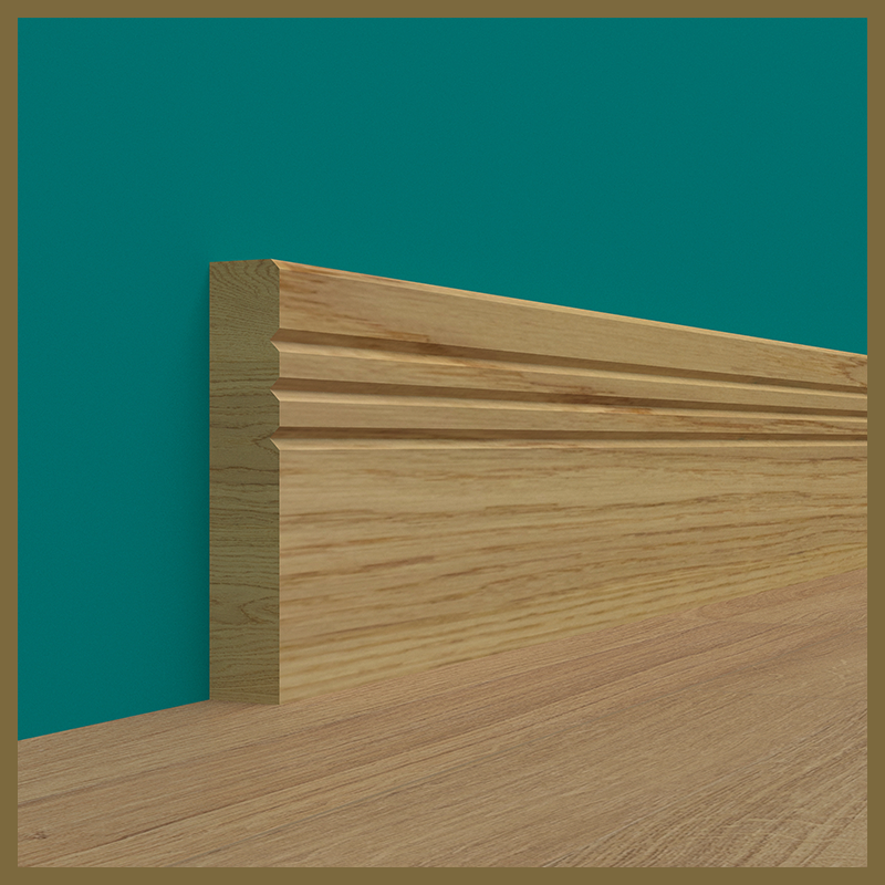 Chamfer V 3 Grooves Oak Skirting Board