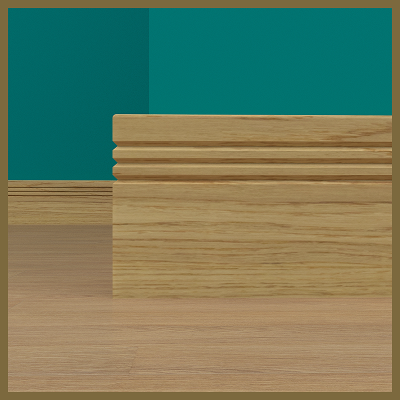 Pencil Round V 3 Groove Oak Skirting Board