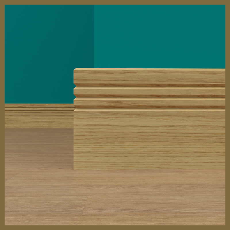 Chamfer V 3 Grooves Oak Skirting Board