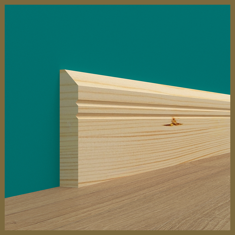Chamfer V 2 Grooves Pine Skirting Board