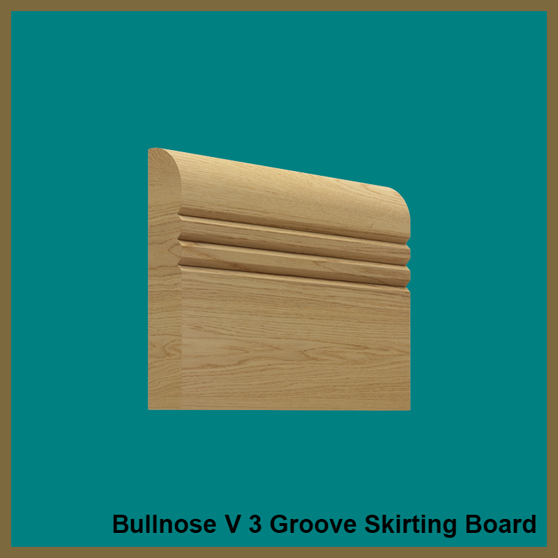 Bullnose V 3 Groove Oak Skirting Board