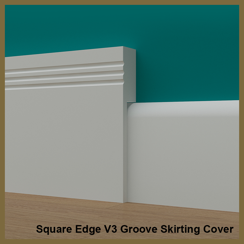 Square Edge V 3 Groove Skirting Board Cover
