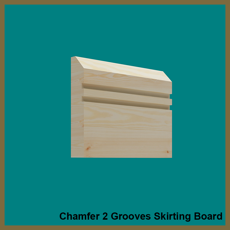 Chamfer 2 Square Grooves Pine Skirting Board