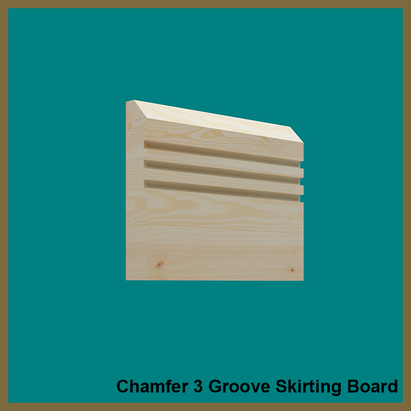 Chamfer 3 Square Grooves Pine Skirting Board