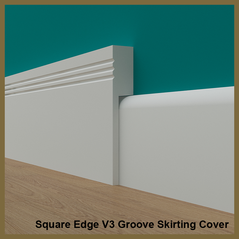 Square Edge V 3 Groove Skirting Board Cover