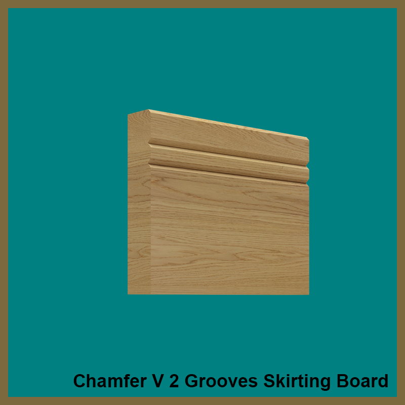 Chamfer V 2 Grooves Oak Skirting Board