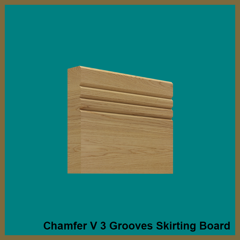 Chamfer V 3 Grooves Oak Skirting Board