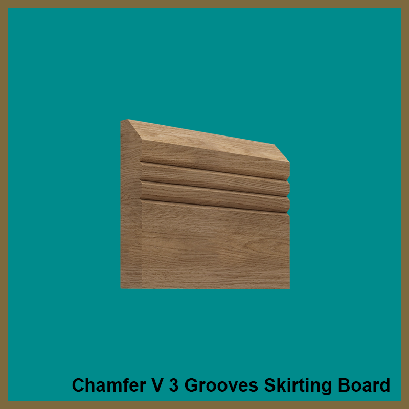 Chamfer V 3 Grooves Walnut Skirting Board