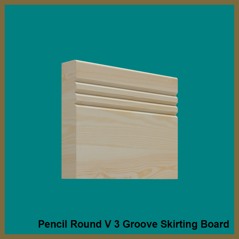 Pencil Round V 3 Groove Pine Skirting Board