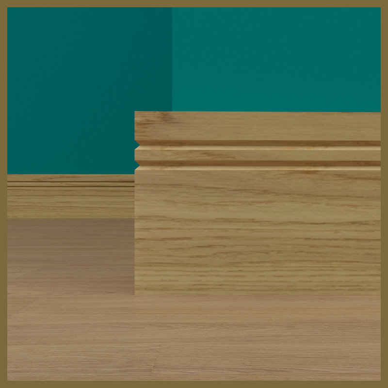 Bullnose V 2 Groove Oak Skirting Board
