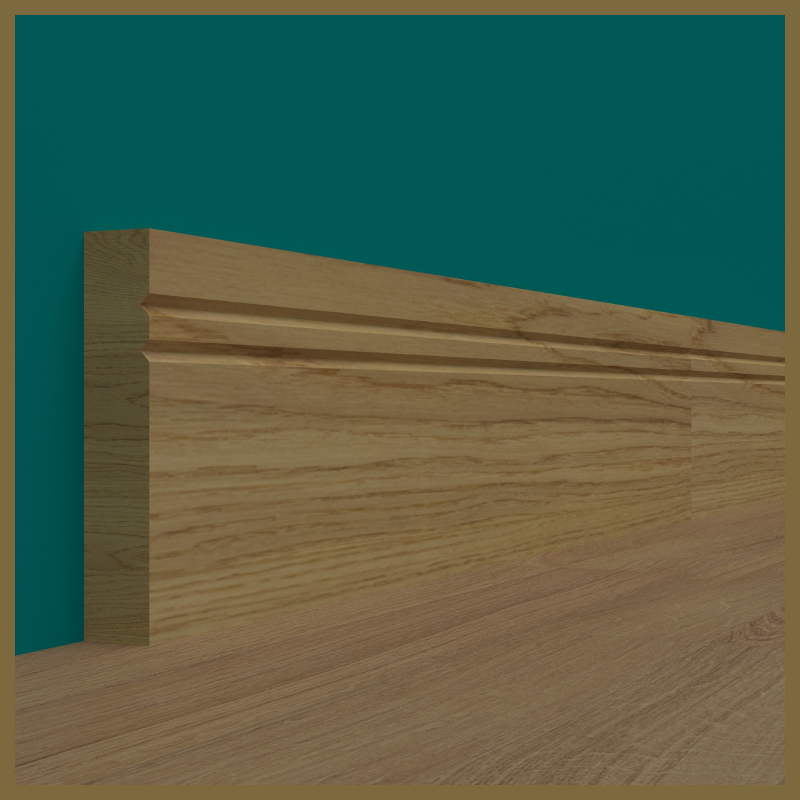 Bullnose V 2 Groove Oak Skirting Board