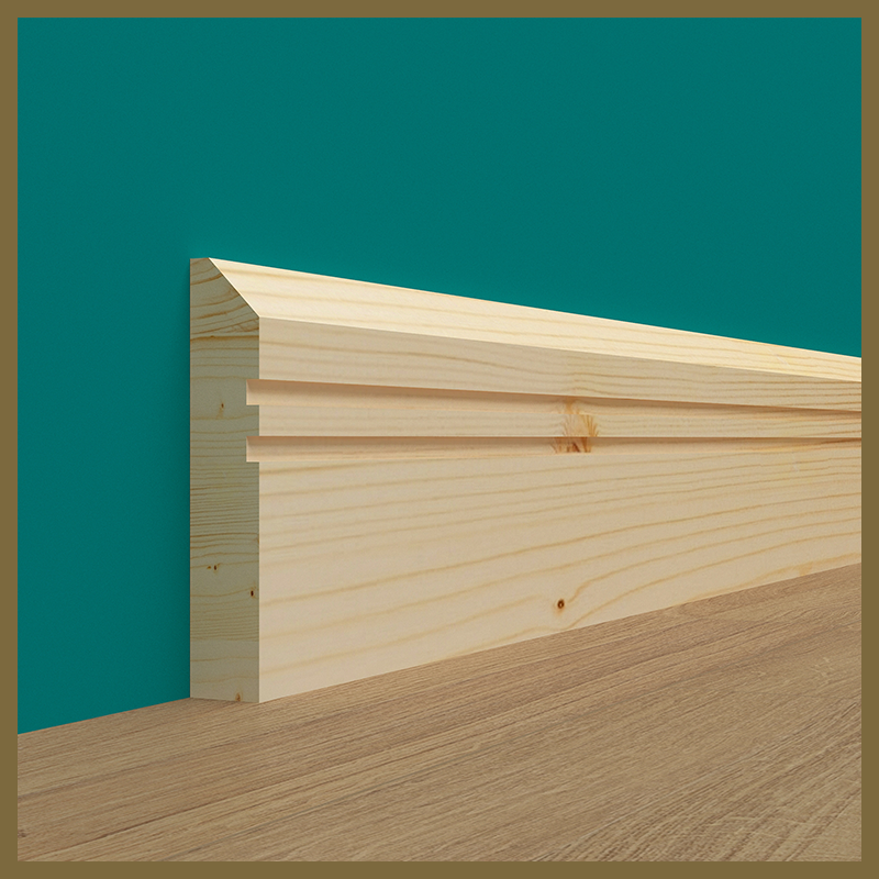 Chamfer 2 Square Grooves Pine Skirting Board