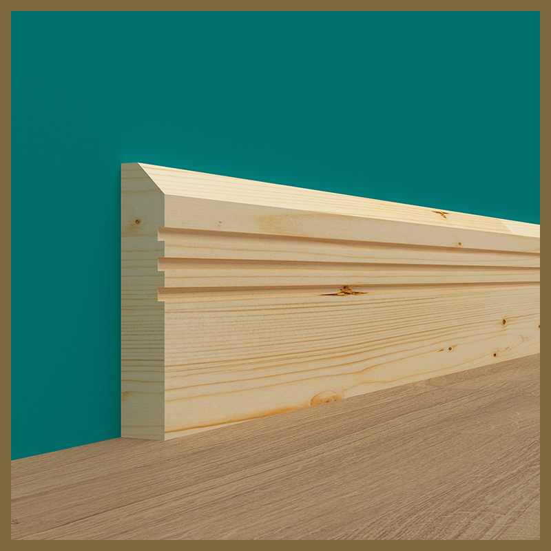 Chamfer 3 Square Grooves Pine Skirting Board