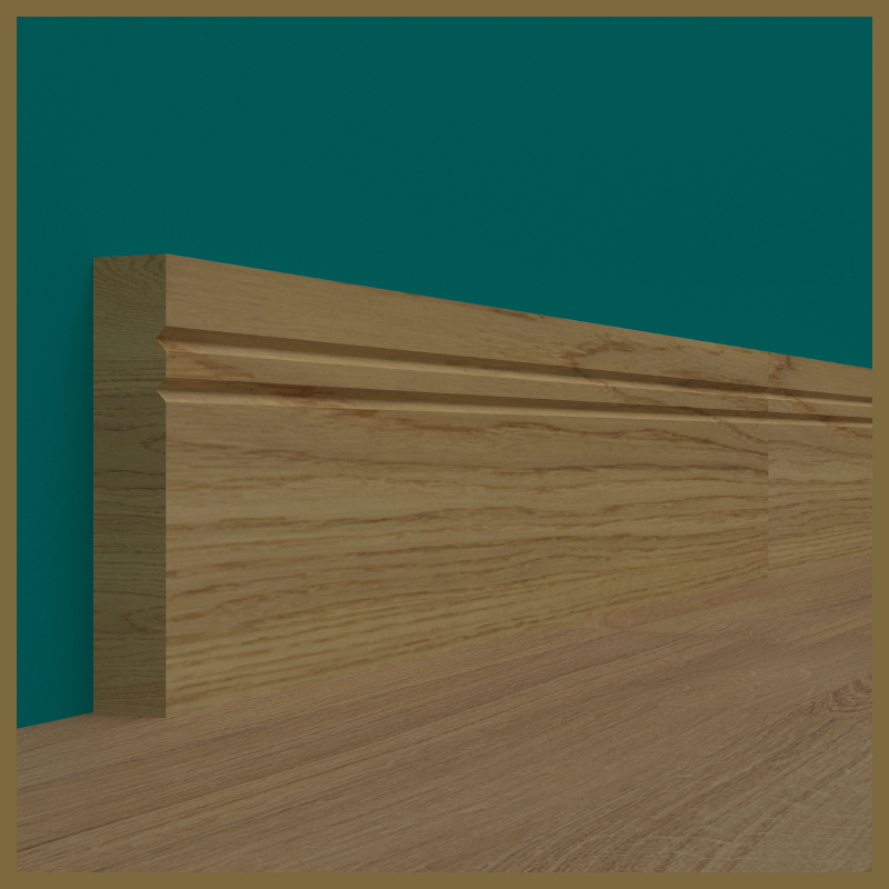 Square Edge V 2 Groove Oak Skirting Board