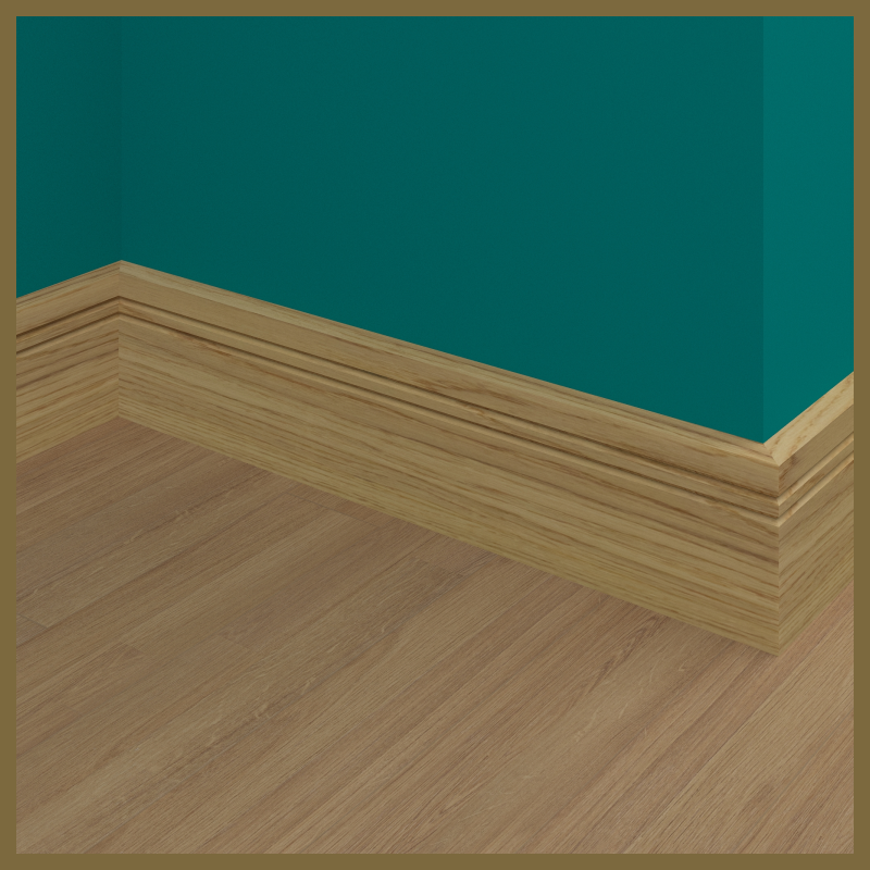 Square Edge V 2 Groove Oak Skirting Board