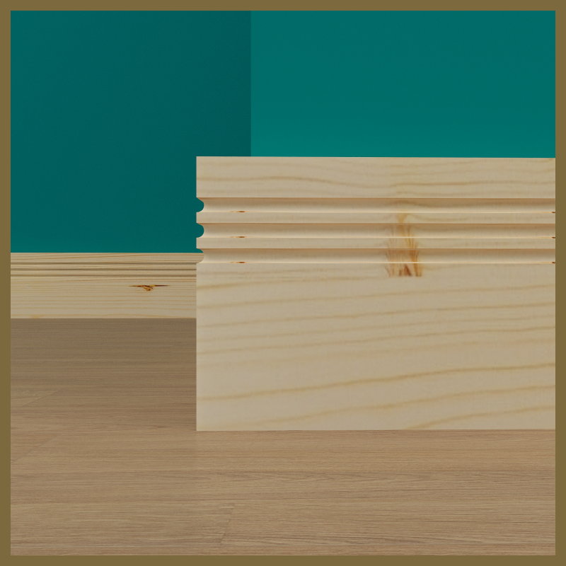 Square Edge C 3 Groove Pine Skirting Board