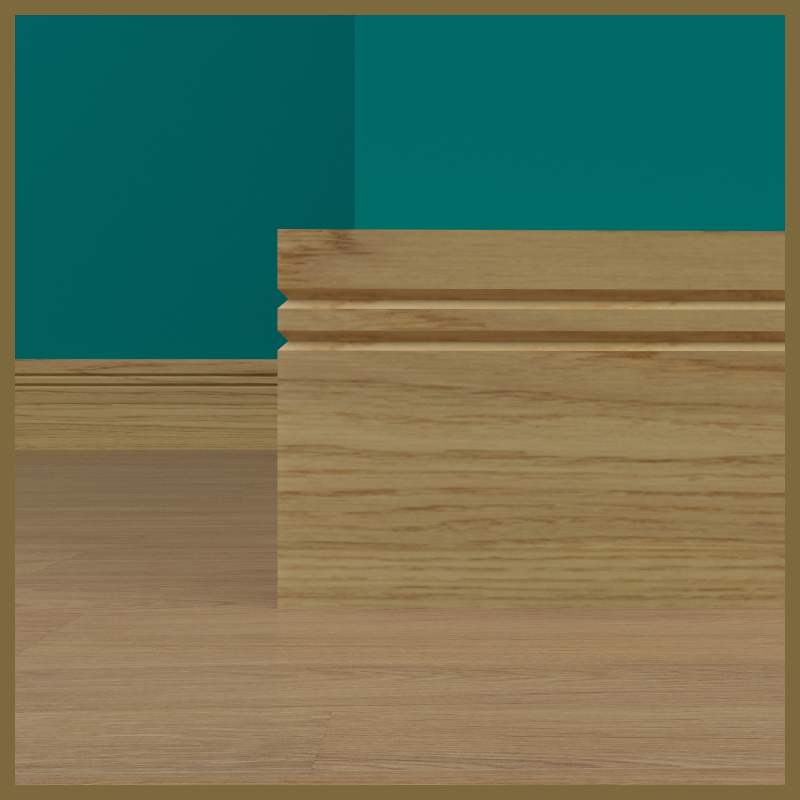 Square Edge V 2 Groove Oak Skirting Board