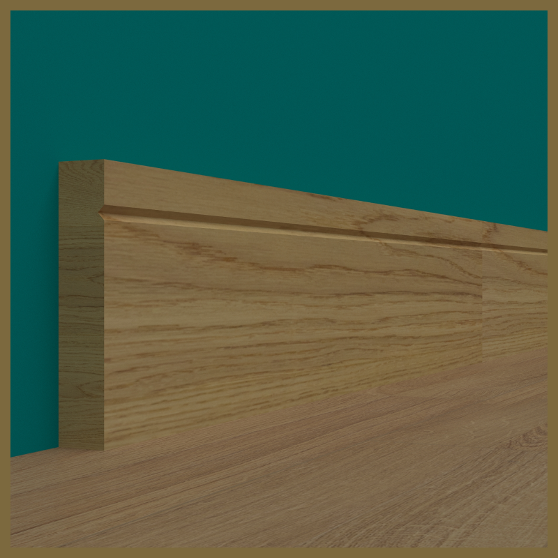 Square Edge V 1 Groove Oak Skirting Board