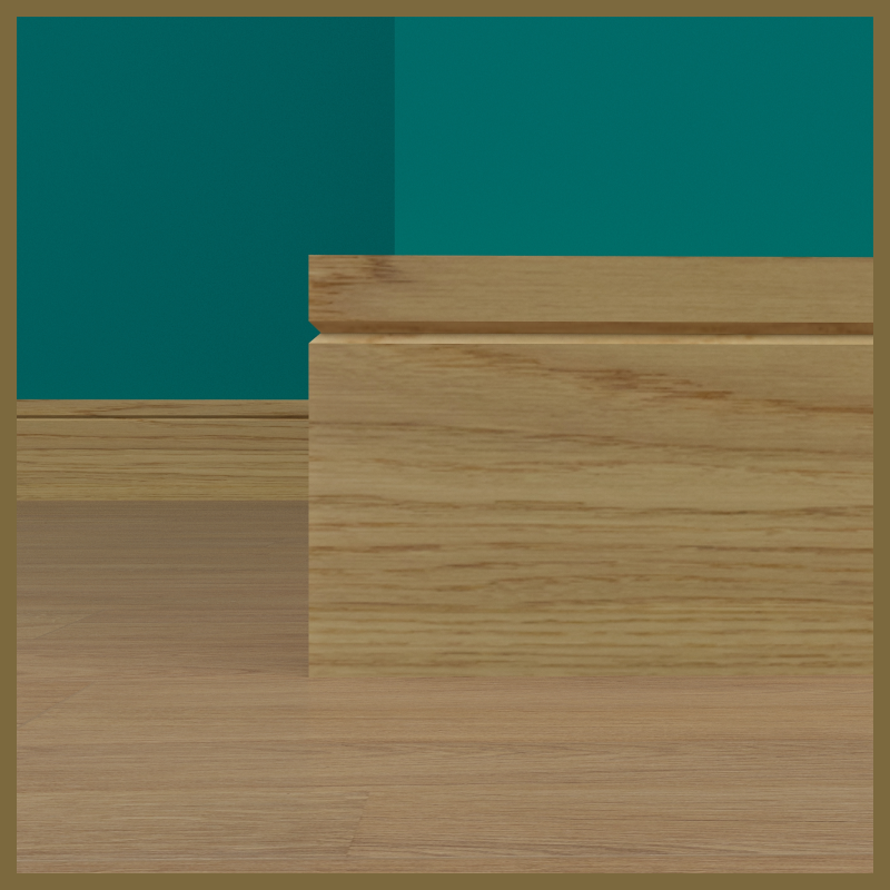 Square Edge V 1 Groove Oak Skirting Board