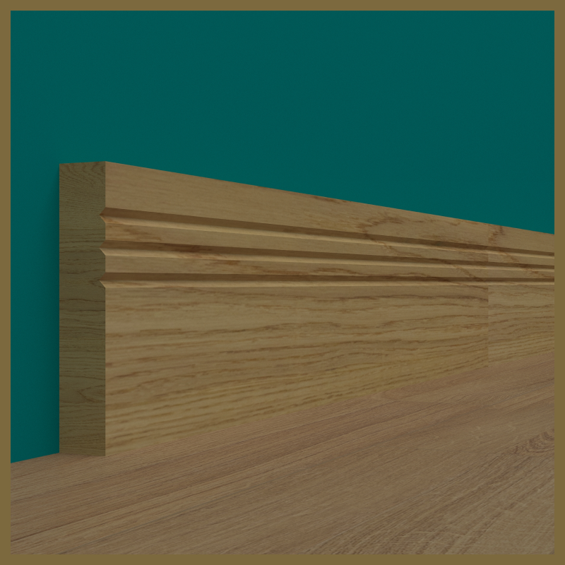 Square Edge V 3 Groove Oak Skirting Board