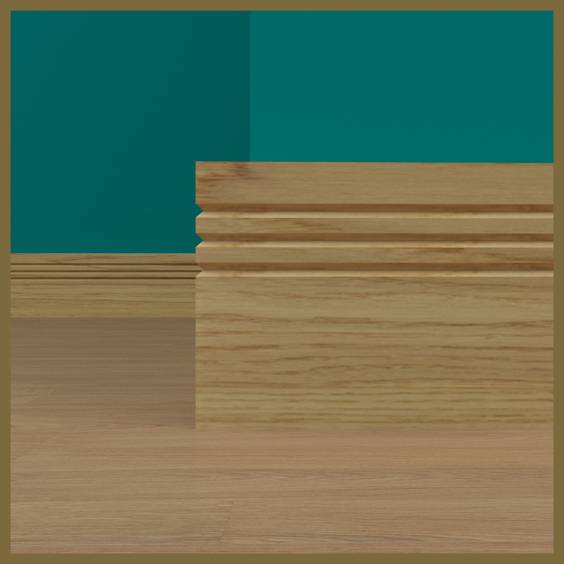 Square Edge V 3 Groove Oak Skirting Board