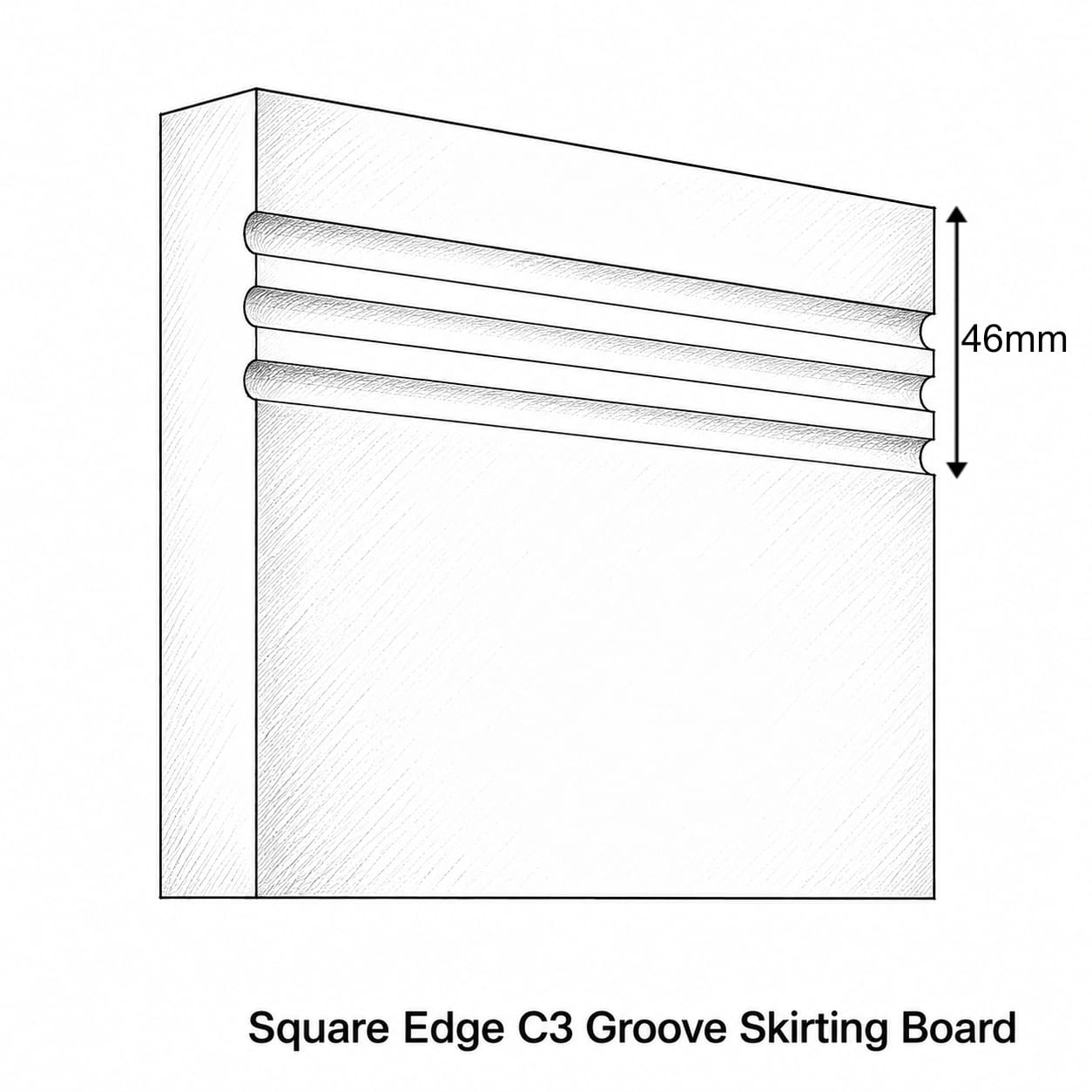 Square Edge C 3 Groove MDF Skirting Board