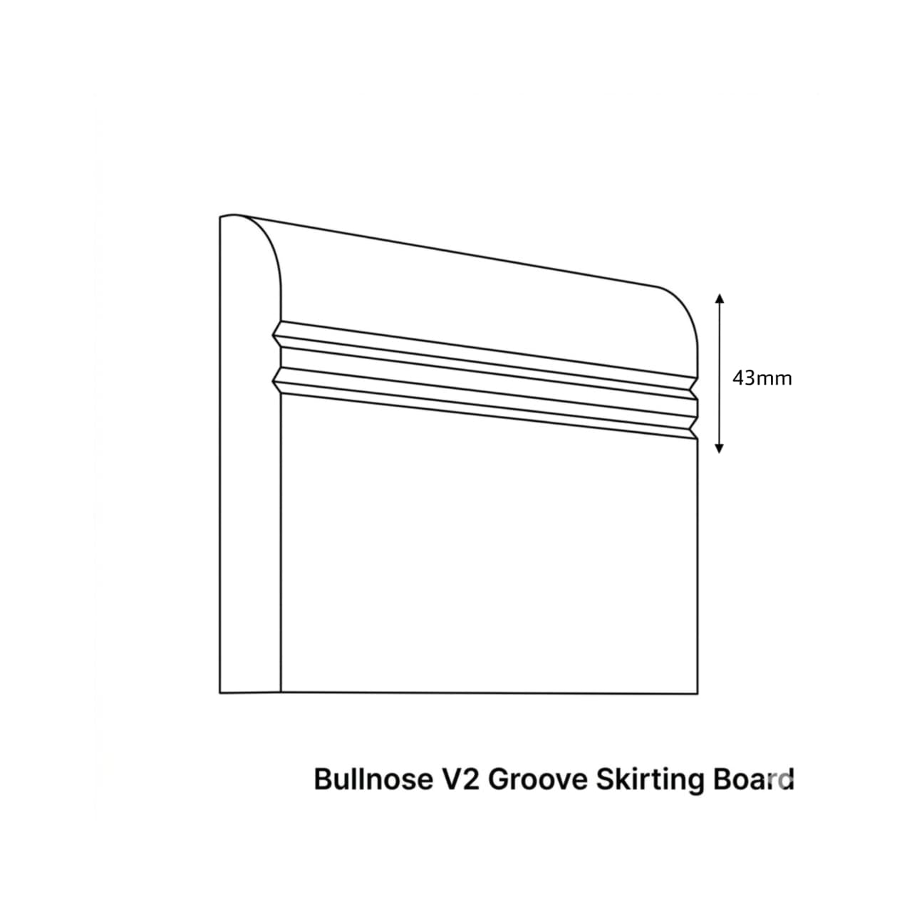 Bullnose V 2 Groove MDF Skirting Board