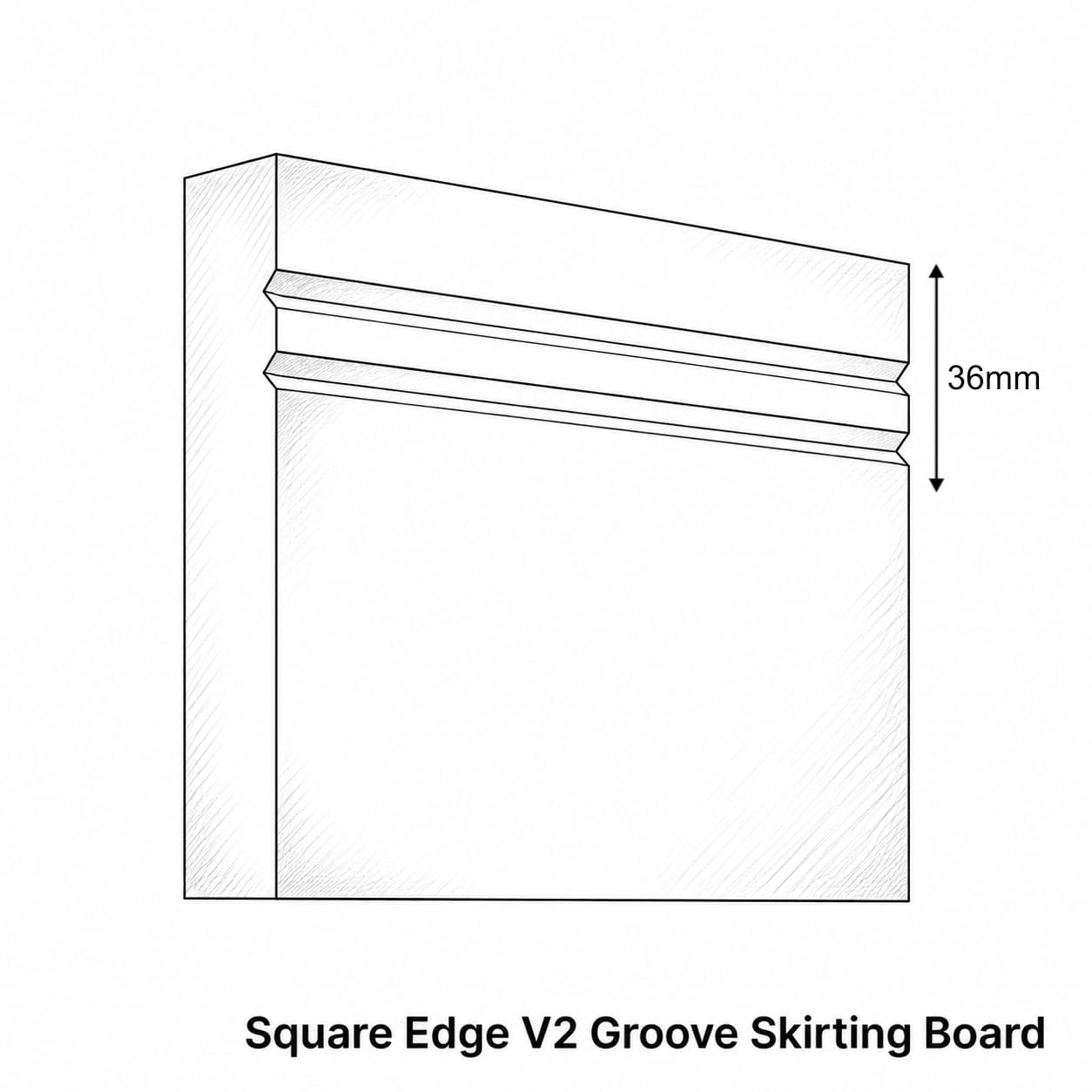 Square Edge V 2 Groove MDF Skirting Board